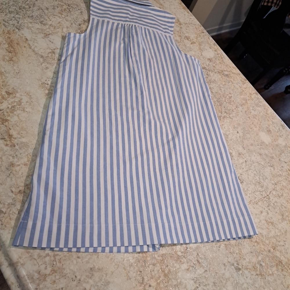 Vineyard Vines Sleeveless Popover Dress Collared Bayside Blue Stripe Sz M NWT - Picture 10 of 10